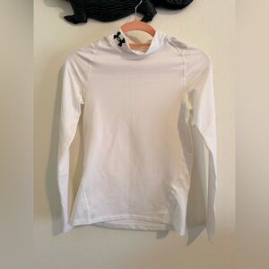 Under Armour White Performance Fitted Top with Black Logo